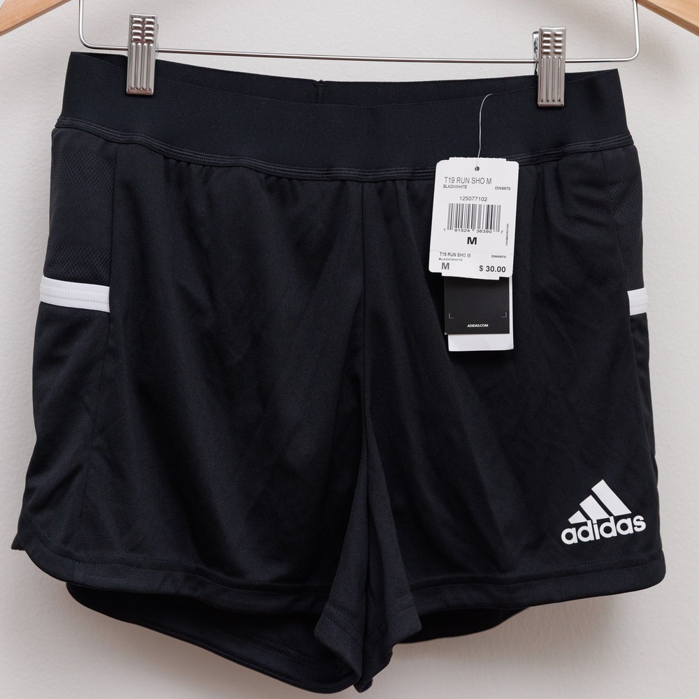 Adidas T19 Run Shorts Womens Medium Black White Athletic Training